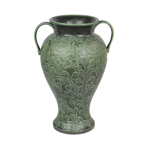 Decoration Floor <b>Vase</b> <b>Ceramic</b> <b>Vases</b> Imitative-antique <b>Ceramic</b> <b>Vase</b> with Brown Chrysanthemum Patterns Blue Glaze Home Use - Product Image 1