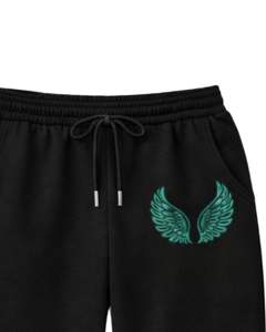 Teal Green Angel Wings Printed Hoodie & <b>Black</b> Jogger Pant Set <b>Women</b> <b>Fleece</b> Pullover Sweatshirt With Matching Trouser Casual Wear - Product Image 5
