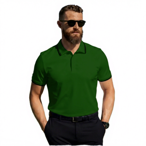 Polo à manches courtes blanc pour homme, couleur unie, tricoté, respirant, col boutonné, coupe classique, style décontracté chic - Product Image 5