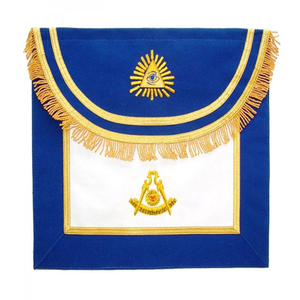 Customized Masonic Leather Hand Cuffs and Apron Set with Silver <b>Braid</b> past Master Wholesale Regalia for Wedding Gifts - Product Image 1