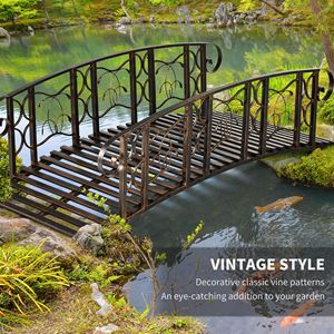 Ponte da Giardino in Metallo a 6 Archi con Ringhiere di Sicurezza e Motivi a Vite, Capacità 660 Libbre Ornamento con capacità di carico elevata e facile montaggio - Product Image 6