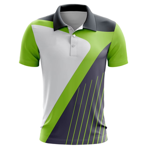 Men's Short Sleeve Polo Shirt Geometric <b>Pattern</b> Green Gray White Quick Dry <b>Knitted</b> Polyester Sporty Regular Fit - Product Image 1