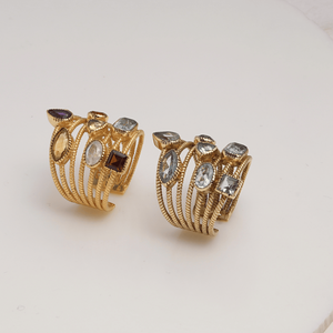 Bague en laiton plaqué or avec topaze bleue et pierres multiples, faite à la main, style statement, bijou de créateur, cadeau pour femme - Product Image 2