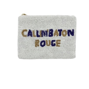 Bolso para monedas con cuentas de semillas Callin Baton Rouge, hermoso monedero personalizado con cuentas, monedero para mujer, monedero de moda con - Product Image 1