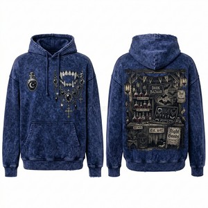 Custom Zip Hoodie Men Burgundy Vintage Washed Fleece <b>Gothic</b> Vampire Rose Flower Dissection Graphic Print Streetwear <b>Jacket</b> - Product Image 2