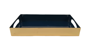 Bandeja de servir rectangular de aluminio fundido estilo antiguo, bandeja decorativa dorada para buffet, para mesa y otomana. - Product Image 3