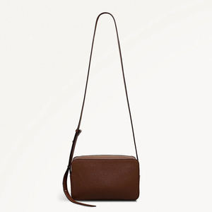 Bolso Bandolera de Cuero Marrón Texturizado, Bolso de Hombro con Cierre de Cremallera, Bolso Compacto para Uso Diario para Mujer - Product Image 2