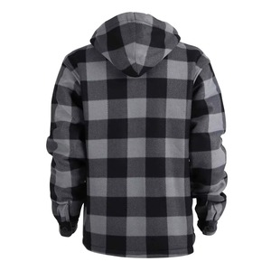 Boomletcorp Custom Casual Hooded Winter Fleece <b>Jacket</b> Men Oversized <b>Flannel</b> Plaid Regular Sleeve Canvas Fabric Zipper Quick Dry - Product Image 5