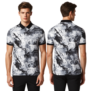 T-shirt décontracté pour homme en polyester tricoté à imprimé marbré, respirant, service OEM, collection de mode moderne et luxueuse - Product Image 3