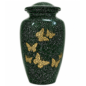 Urna Funeraria de Metal Antigua Negra con Banda Dorada y Grabado de Mariposa, Estilo Europeo Americano, para Cenizas Humanas - Product Image 6