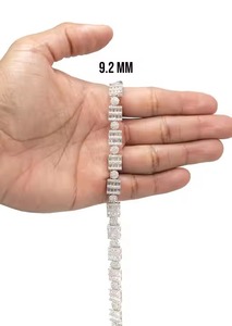 Luxury Silver Cuban Link <b>Chain</b> Fully <b>Iced</b> <b>Out</b> White Gold VVS Studded Moissanite Round Cut Diamond Tester for Wedding - Product Image 4