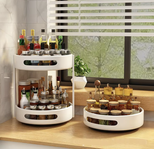 360 Degree Rotating Two Tier Countertop Organizer Heavy Duty Kitchen Storage <b>Rack</b> Space Saving Lazy Susan Shelf Stand - Product Image 4