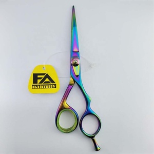Ciseaux de barbier avec repose-doigts réglable et vis (inserts pour doigts) en acier inoxydable revêtu multicolore avec couleur personnalisée en gros - Product Image 2