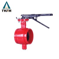 Vanne papillon manuelle rainurée DN100 PN16 PN20 en fonte ductile avec siège EPDM, homologuée FM pour la protection incendie, pour eau à température moyenne