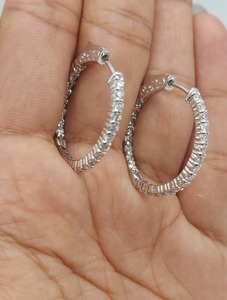 14Kt <b>Solid</b> <b>Gold</b> 1.52 Ct Lab Grown Diamond Hoop & <b>Huggie</b> Earrings Elegant Jewelry Women Party Gift - Product Image 2