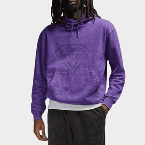 Premium Acid Wash Purple Hoodie Custom Streetwear Fleece <b>Pullover</b> <b>Mens</b> Blank Over Size Heavyweight Cotton Hooded Sweatshirt - Product Image 3