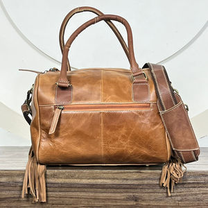 Nuevo diseñador de lujo clásico fabricante Mini Duffel Fringe Bags logotipo personalizado mano Tooled cuero moda Bolsos De Mujer - Product Image 5