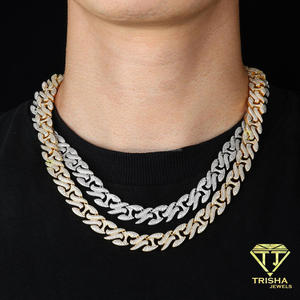 Collar de Cadena con Eslabones en Zigzag de Plata de Ley 925 con Diamantes Moissanite y Detalles en Tono Dorado para Compradores de Joyería al por Mayor - Product Image 5