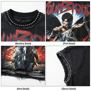 เสื้อกล้ามคอกลมผ้าฝ้าย 100% แห้งเร็ว พิมพ์ลายกราฟิกแบบ DTF ประดับเพชร คุณภาพพรีเมียม สตรีทแวร์ แขนกุด ใส่ได้ทั้งชายและหญิง - Product Image 5