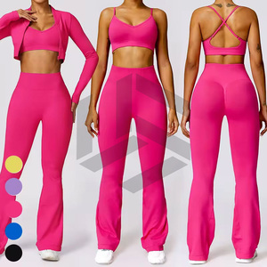 Ensemble de yoga 7 pièces sans couture de haute qualité pour femme, soutien-gorge de sport et leggings de yoga très élastiques et respirants, personnalisable à l'avant, faible MOQ - Product Image 2