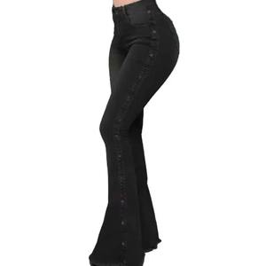 Jeans Casuales Impermeables para Mujer Tallas Grandes, OEM, Elásticos, de Mezclilla, Cintura Alta, de Algodón, Pierna Ancha, Venta al Por Mayor, Moda de Alta Calidad - Product Image 5