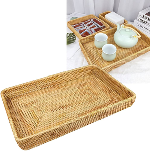Plateau en rotin artisanal décoratif et organisateur de cuisine – Prix de gros, meilleure qualité, idéal pour la maison, la cuisine et la table - Product Image 1