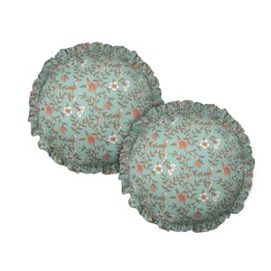 Housse de coussin ronde en coton faite à la main |   Coussin décoratif floral |   Décoration intérieure indienne |   Taille et design personnalisés - Product Image 1