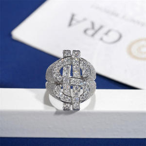 เครื่องประดับเงินแท้ 925 สเตอร์ลิง ดอลลาร์สหรัฐฯ แหวนเพชรโมอิสซาไนต์สไตล์ฮิปฮอปสำหรับผู้หญิงผู้ชาย - Product Image 5