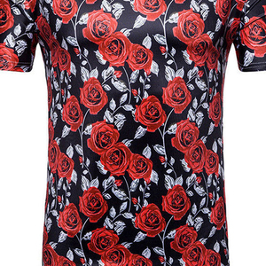 Top Quality New Design Best Manufactured Slim Fit Floral Printed T-Shirt Red <b>Roses</b> <b>Black</b> O-Neck Short Sublimation Men's T-Shirts - Product Image 5