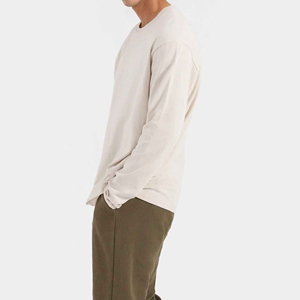 เสื้อยืดผู้หญิงผ้าฝ้ายคอตตอน 180 กรัม ทรงธรรมชาติ ปรับขนาดได้ ระบายอากาศดี แขนยาว คอกลม ไหล่ตก เรียบง่าย สีพื้น สไตล์ลำลอง - Product Image 6