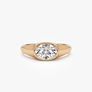 Bague de fiançailles classique en diamant de laboratoire taille ovale, couleur fantaisie, 1 carat, plaqué or 18 carats, bijou solitaire de luxe unisexe - Product Image 3