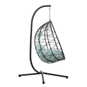 Indoor/Outdoor Swing Egg <b>Chair</b> with Stand Wicker Hanging <b>Basket</b> <b>Chair</b> for Patio Bedroom Living Room - Product Image 6