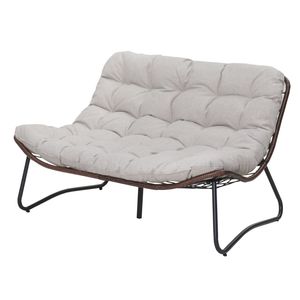 Divano a due posti di lusso per esterni con cuscini spessi, set divano da giardino per tutte le stagioni, elegante panca a dondolo in vimini per il tempo libero all'aperto - Product Image 3
