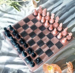 Custom Foldable Epoxy Resin & Solid Wood <b>Chess</b> & Checkers Board with Pieces for Resin Art - Product Image 1
