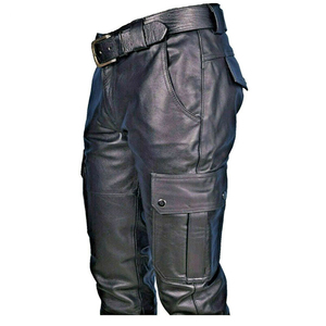 New Arrival Hot Selling <b>Men's</b> Casual Straight <b>Leather</b> <b>Pants</b> Breathable Lightweight High Waist Pockets Customizable Pakistani - Product Image 2