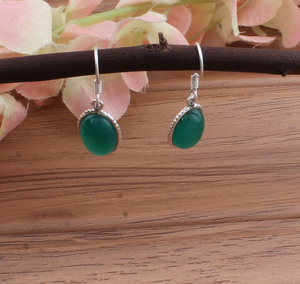 Natural Green <b>Onyx</b> Drop <b>Earrings</b> 925 Sterling Silver Pear Cut Luxury Water Drop Design Women Party Wholesale New Arrival - Product Image 6