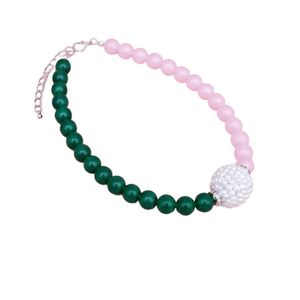 Collar de Perlas de Vidrio Rosa y Verde para Mujer, Joyería Elegante y a la Moda, Collar de Cuentas Hecho a Mano, Accesorio de Estilo - Product Image 4