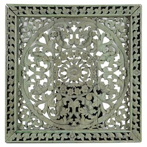 Panneau mural artisanal en bois de teck motif lotus - Décorations murales en bois en gros - Product Image 4