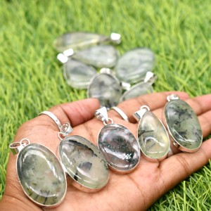Collares con Colgante Ovalado de Prehnita, Chapado en Plata 925, Joyería de Piedras Preciosas Naturales, Unisex, para Uso Diario, Regalo - Product Image 3