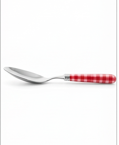 Cucharas de Té de Acero Inoxidable con Mangos de Plástico a Cuadros Rojos, Diseño Retro con Acabado Espejo, Aptas para Lavavajillas, Utensilios para Fiestas - Product Image 3