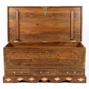Solid Wood Eco-Friendly Durable Carved Rustic Storage <b>Chest</b> with 5 <b>Drawers</b> Antique Style Living Room Furniture Cabinet - Product Image 6