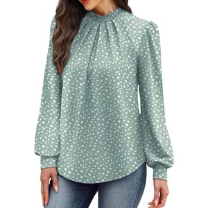 Women Polyester Chiffon <b>Purple</b> Floral <b>Long</b> <b>Sleeve</b> Office Blouse Custom Printed Button Shirt with Lightweight Drape - Product Image 5