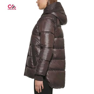 Veste matelassée sur mesure pour femme, veste d'hiver, veste d'extérieur, manches longues, rembourrage en polyester, fermeture éclair, couleur unie, épaisse et chaude - Product Image 5