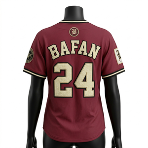 Premium 180 GSM polyester <b>mesh</b> women baseball jersey maroon custom embroidery logo Breathable Women Baseball Jersey - Product Image 6
