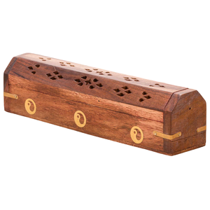 Support de brûleur d'encens en bois fait main avec finition bois pour la décoration intérieure, support pour bâtonnets d'encens et cire aromatique - Product Image 1