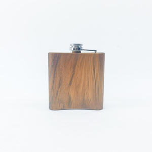 Mini gourde portable en bois avec logo personnalisé, 6 oz, en acier inoxydable, pot à vin, bouteille à whisky anti-fuite pour le camping, les voyages, cadeau - Product Image 5