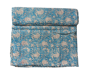 Silkgram Traditional <b>Hand</b> Block Floral Pattern <b>Hand</b>-<b>Stitched</b> Cotton Classic Style All-Season Home Decor Quilt Folded Design - Product Image 1