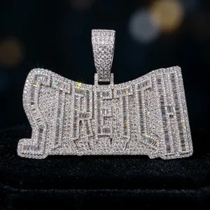 Pendentifs personnalisables en argent sterling plaqué or rose avec lettres, chiffres, logos, moissanite glacée, bijoux fins, style hip-hop - Product Image 2