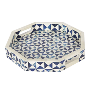 Bandejas de madera con incrustaciones de hueso hechas a mano, bandeja de servir india con incrustaciones de hueso negro, bandeja de servir para restaurante, hecha a mano. - Product Image 3