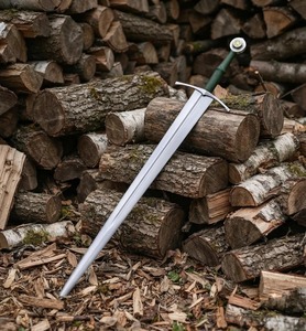 Medieval Sword With Scabbard Stainless Steel Blade <b>Leather</b> Handle Outdoor Sports Use - Product Image 4